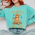 Halloween Fully Booked This Fall Book Ginger Cat Reading Comfort Colors Sweatshirt Butter
