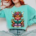 Highland Cow Book Floral Bookworm Comfort Colors Sweatshirt Butter Highland Cow Book Floral Bookworm Comfort Colors Sweatshirt Butter