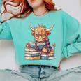 Highland Cow Reading Book Librarian Library Comfort Colors Sweatshirt Butter Highland Cow Reading Book Librarian Library Comfort Colors Sweatshirt Butter