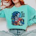 Hot Tea & Spicy Books Skeleton Reader Comfort Colors Sweatshirt Butter
