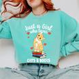Just a Girl Who Loves Cats And Books Reading Cat & Bookworm Comfort Colors Sweatshirt Butter Just a Girl Who Loves Cats And Books Reading Cat & Bookworm Comfort Colors Sweatshirt Butter