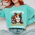 Kawaii Feline Book Reading Read Books Pet My Calico Cat Men Women Comfort Colors Sweatshirt Butter