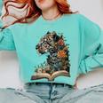 Leopard Book Flower Comfort Colors Sweatshirt Butter