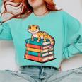 Leopard Gecko Book Lover Reading Comfort Colors Sweatshirt Butter Leopard Gecko Book Lover Reading Comfort Colors Sweatshirt Butter