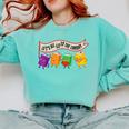 Librarian Let's All Go To The Library Cute Groovy Book Lover Comfort Colors Sweatshirt Butter