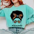 Librarian Teacher Messy Bun Life Book Library Back To School Comfort Colors Sweatshirt Butter