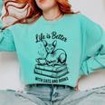 Life Is Better With Cats & Books Sphynx Cat Mom Women Comfort Colors Sweatshirt Butter