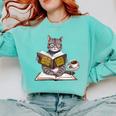Life Is Better With Cats Coffee Books Cat Reading Book Comfort Colors Sweatshirt Butter