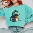 Lizard Reading Book Librarian Bookworm Reader Read Comfort Colors Sweatshirt Butter