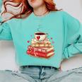 Love Book Coffee Heart Coquette Bow Valentines Day Comfort Colors Sweatshirt Butter