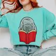 Manatee Reading Books Sea Animal Manatee Comfort Colors Sweatshirt Butter