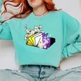 Non-Binary Book Lover Nonbinary Daisy LGBT Reading Pride Comfort Colors Sweatshirt Butter