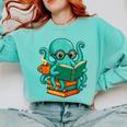 Octopus Reading Book Reading Bookworm Reader Comfort Colors Sweatshirt Butter