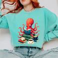 Octopus Reading Books Tea Coffee Comfort Colors Sweatshirt Butter
