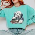 Old English Sheepdog Books Reading Dog Breed Graphic Comfort Colors Sweatshirt Butter