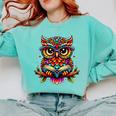 Owl With Glasses And Book Reading Comfort Colors Sweatshirt Butter