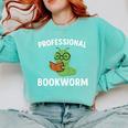Professional Bookworm Reading Lover Cute Worm Glasses Book Comfort Colors Sweatshirt Butter