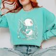 Rabbit Reading Book Full Moon Lake Scenery Comfort Colors Sweatshirt Butter