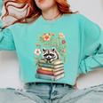 Raccoon Books Reading Flowers Comfort Colors Sweatshirt Butter Raccoon Books Reading Flowers Comfort Colors Sweatshirt Butter