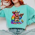 Rainbow Pride Bigfoot Reading Book With Heart Glasses Comfort Colors Sweatshirt Butter