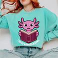 I Read Banned Books Axolotl Reading Comfort Colors Sweatshirt Butter