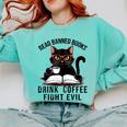 Read Banned Books Drink Coffee Fight Evil Retro Cat Comfort Colors Sweatshirt Butter
