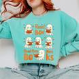Read Boo KS Read More Bo KS Cute Ghost Reading Book Comfort Colors Sweatshirt Butter