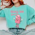 Read 'Em Western Cowgirl Retro Groovy Reading Books Comfort Colors Sweatshirt Butter Read 'Em Western Cowgirl Retro Groovy Reading Books Comfort Colors Sweatshirt Butter