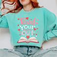 Read Your Heart Out Teacher Valentines Day Reading Book Love Premium Tri-Blend Comfort Colors Sweatshirt Butter