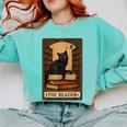 The Reader Cat Book Reading Halloween Tarot Card Comfort Colors Sweatshirt Butter