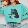 Reading Cat Cat Book Lover Comfort Colors Sweatshirt Butter