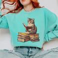 Reading Cat Book Lover Comfort Colors Sweatshirt Butter