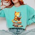 Reading Cat Books Cute Comfort Colors Sweatshirt Butter Reading Cat Books Cute Comfort Colors Sweatshirt Butter