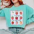 Reading Is My Jam Preppy Stawberry Bookworm Book Lover Nerd Comfort Colors Sweatshirt Butter