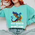Reading Lover Easily Distracted By Dragons And Books Dragon Comfort Colors Sweatshirt Butter