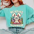 Reading Makes You Hoppier Bunny Book Fans Toddler Kid Comfort Colors Sweatshirt Butter