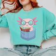 Readsalotl Axolotl Reading Book Lover Reading Pocket Axolotl Comfort Colors Sweatshirt Butter