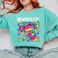 Readsolotl Cute Axolotl Book Lover Reading Women Girls Comfort Colors Sweatshirt Butter