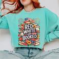 Retro Floral Red & Booked Library Reading 4th Of July Comfort Colors Sweatshirt Butter