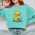 Rubber Duck Reading Book Reader Books Rubber Duckie Comfort Colors Sweatshirt Butter