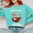 He Sees What You'Ve Been Reading Santa Book Lover Comfort Colors Sweatshirt Butter He Sees What You'Ve Been Reading Santa Book Lover Comfort Colors Sweatshirt Butter