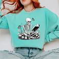 Skeleton Reading Book Floral Dark For Book Lovers Comfort Colors Sweatshirt Butter Skeleton Reading Book Floral Dark For Book Lovers Comfort Colors Sweatshirt Butter