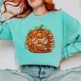 Smart Book Pumpkin Retro Fall Teacher Reading Halloween Comfort Colors Sweatshirt Butter