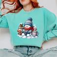 Snowman Reading Books Lovers Librarian Bookworm Christmas Comfort Colors Sweatshirt Butter
