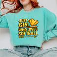 Softball Just A Girl Comic Book Style Graphic For Teens Comfort Colors Sweatshirt Butter