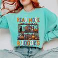 Spooky Halloween Bookshelf Bookcase Read More Books Comfort Colors Sweatshirt Butter