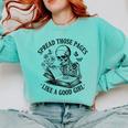 Spread Those Pages Like A Good Girl Skeleton Floral Book Comfort Colors Sweatshirt Butter Spread Those Pages Like A Good Girl Skeleton Floral Book Comfort Colors Sweatshirt Butter