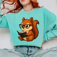 Squirrel Reading Book Lover Comfort Colors Sweatshirt Butter