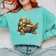 Sulcata Tortoise Reading A Book Comfort Colors Sweatshirt Butter