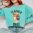 Teacher Snail With Glasses On Books Cute Pre-K Kindergarten Comfort Colors Sweatshirt Butter Teacher Snail With Glasses On Books Cute Pre-K Kindergarten Comfort Colors Sweatshirt Butter